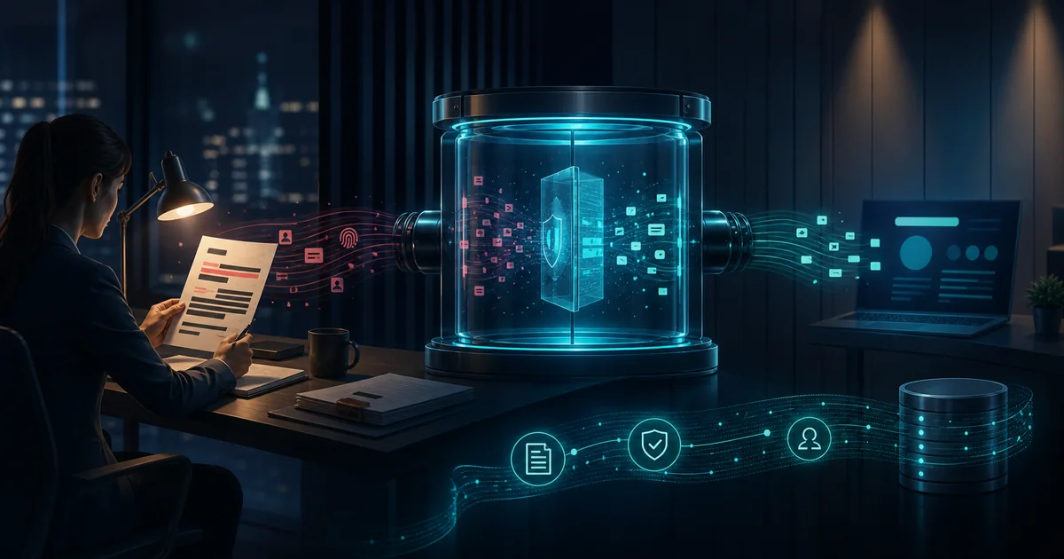Financial services AI control desk illustration